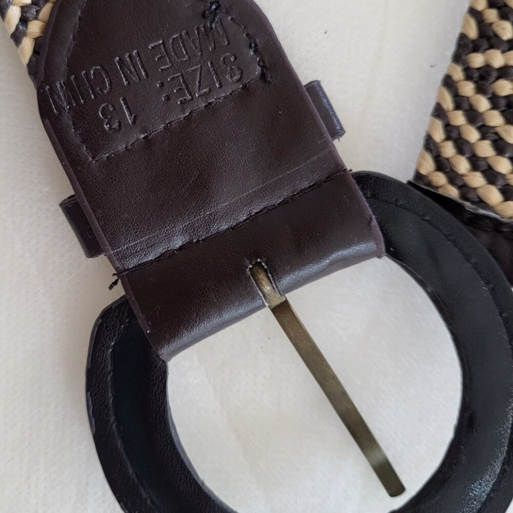 Woven Black & Cream Women's Belt with Round Buckle - Picture 6 of 12